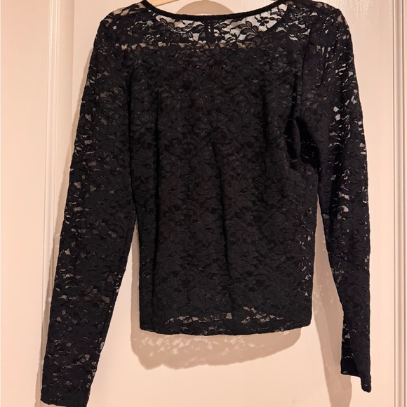 Anthropologie Black Lace Crew Neck - Picture 4 of 8